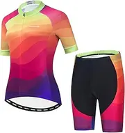 [WeimoMonkey] Cycling Jersey Shorts Set Padded Women Bike Bicycle Top Suit Summer