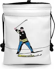 Funny Golf Valuables Pouch Bag with Drawstrings - Synthetic Leather Golf Tee Pouch for Men, Golf Pouch White Gifts for Men Golfer