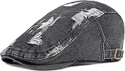 [GerRit] Men's Beret Hats Washed Denim Flat Cap for Men Adjustable Newsboy Caps Mens Hat Flat Cap