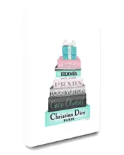 Stupell The Stupell Home Decor Collection High Fashion Bookstack Pink with Blue Box and Bow