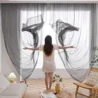 Window Grey Sheer Curtains 95 Inches Length 2 Panels Voile Light Filtering
