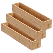 3x Boxsweden Bamboo Organisation Tray 38x7.5cm Storage Organiser Home Container