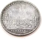 BETTER WITH FRIENDS Kaisstadt frei Nurnberg 1 Thaler 1765 SR Cupronickel Silver Copy Coins Silver City Lighting Pyramid of the Eye that See Everything