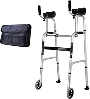 Walker Two-Button Folding Walker with Wheels Old Man Standing Stand Disabled, Obese Patients Walking Frame Height Adjustable Walker Supports (Size : #1)
