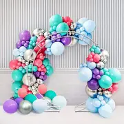 140pcs Purple Blue Silver Balloon Garland Arch Kit - Purple Tiffany Blue Silver Pink Balloons for Baby Shower Birthday Party Decorations