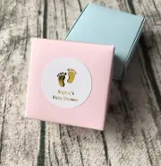 24x Gold Foil Baby Feet Personalized Baby Shower Gift Labels Favour box Stickers