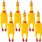 Zddaoole 6 Pcs Large Screaming Chicken Dog Toys,Yellow Rubber Chicken 12 inch,Squeeze Squeaky and Screaming Chicken,Prank Novelty Toy for Kids or Adults