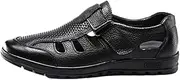 [VOODUE] Men Sandals Leather Sandals Men Outdoor Casual Shoes Breathable Fisherman Shoes Men Beach Shoes