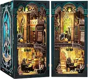CUTEBEE Book Nook Kit - DIY Dollhouse Miniature House Kit Booknook for Adults and Teens, Tiny Magic House Bookshelf Insert Room Decor Model Build Gifts for Friends and Family (Darkness Common Room)