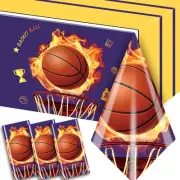 3Pcs Basketball Tablecloth Basketball Party Decorations Rectangle Basketball The