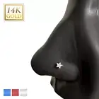 Tiny Star Nose Stud 14kt Solid Gold Real Gold Nose Rings, Hypoallergenic