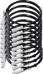 10pack QSFPTEK 10G SFP+ DAC Cable, 3m (10ft) Passive Direct Attach Copper Twinax Cable for Cisco SFP-H10GB-CU3M, Ubiquiti, D-Link, Netgear, Mikrotik, Open Switch Devices