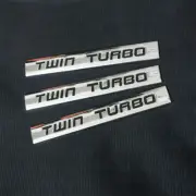 3x TWIN TURBO Chrome Black Metal Sticker Badge Decal Emblem Hatchback Line Motor (for: Renault)