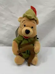 Disney store bean bag plush Winnie the Pooh Robin Hood Pooh new with tags 7”