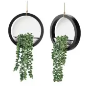 2 Pack Fake Plants Hanging Artificial Succulents Plants in Pots for Black
