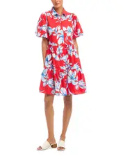 Karen Kane Puff Sleeve Tiered Shirt Dress