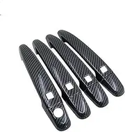 [QASULER] Glossy Carbon Fiber Chrome Car Door Handles Cover Trim Set, for Lexus, GS S190 2006~2011 GS350 GS430 GS450h GS460 Car Door Handle Cover(Black Carbon 4 Buttons)