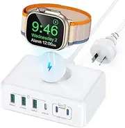 170W USB C Charging Station Block, Travel Charger for Multiple Devices, USB C Charger Plug for iPhone16 15 14 13 12 Series, Apple Watch Ultra SE 9 8 7 6 5 4 3 2, AirPods, MacBook Pro Air, iPad