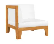 vidaXL Sectional Corner Sofa & Cream White Cushions Solid Acacia Wood