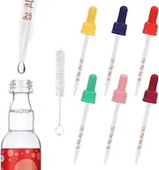 6pcs Glass Eye Dropper Pipettes with Cleaning Brush, Multi-Colors Glass Measuring Liquids Dropper with 1 ml Measurements Accessories Compatible with SodaStream Bubly Bubbly Drops Flavors (6 Colors)