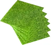 Kisangel 6Pcs Compact Fake Grass Mats for Landscaping Artificial Lawn Turf for Miniature Garden Decoration and Fairy Garden Supplies