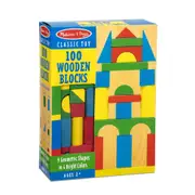 Melissa & Doug 100 Wood Block Set Kids/Childrens Interactive Play Toy 3y+