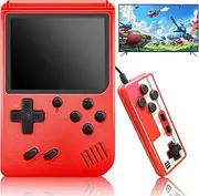 Wmnlhy Playmate Handheld Arcade Game Console, 2.8-Inch LED Screen, 400 Classic FC Games, Two Players, Battery Powered, Red, for Kids and Adults