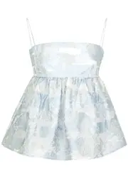 Stine Goya Hari Floral Cloqué top - Light Blue - L (UK14 / L) L (UK14 / L)