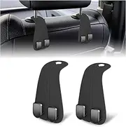 CHOSMOYI 2 Packs Car Seat Hooks, Leather Car Headrest Hook, Car Purse Hook Seat Back Hanger Storage Organizer, Car Hook for Purses and Bags(Black)