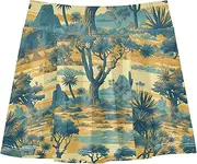 [FRODOTGV] Retro Tree Green Yellow Girls Tennis Skirt with Built-in Shorts Athletic Skort for Toddler Girl Cheer Skirts