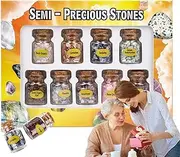 Different Gemstones Bottles,Crystal Wishing Bottle Healing Gemstones Bottle | Natural Tumbled Stones Set Chip Home Decor for Meditation & Collection