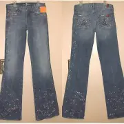 Y2K Vintage $189 7 For All Mankind A-Pocket Bootcut Paint Splatter Jeans 24 New