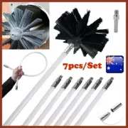 Chimney Sweeping Cleaner Brush Flue Clean System Fireplace Tool Brush Head 6 Rod
