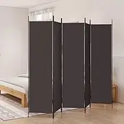 Bedroom Panel 5-Panel Room Divider Brown 250x200 cm Fabric