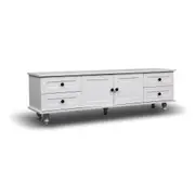 Foret TV Cabinet Stand Entertainment Unit Storage Shelf Classic White Wood 140cm