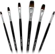 Magic Touches Artist Oil Paint Brush Set 6 Sizes Natural Sable Flat Tip Absorp