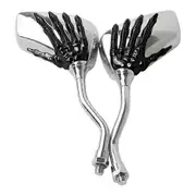 Universal Motorcycle Rear Mirror Chrome Motorbike Skeleton Skull Hand Claw Rearview Scooter Mirror black