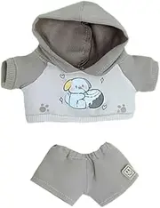 niannyyhouse 20cm Plush Doll Clothes Fox Panda Puppy Hoodie Pants 8in Doll Accessories (khaki)