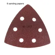 Large Triangular Size 60 Grit Hook & Loop Oscillating Sanding Sheets: 6 Pack