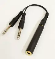 9" Inch 1/4" Inch Mono TS Female to 2 x 1/4" Inch Male Mono Y Splitter Cable