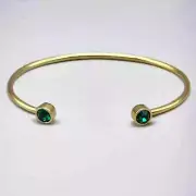 ALEX + ANI Emerald Crystal and Gold-Tone Cuff Bracelet Pouch - NEW