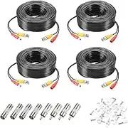 uxcell BNC Video Power Cable,30m/98ft All-in-One Security Camera Wire Cord DC Extension Wire for CCTV Security DVR Camera System Installation Plug & Play Cord,4 Set Black