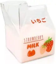 Blsky Kawaii Glass Milk Carton Cup Microwavable 12 Oz Cute Mini Strawberry
