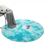 Soft Round Fluffy Area Rug Plush Carpet Living Room Floor Mat Home Decoration-Blue