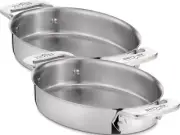 All-Clad 7-Inch Oval Baker Specialty Cookware Set, 2-Piece, Silver