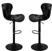 [ALFORDSON] Bar Stool 2Pcs Adjustable Kitchen Stools Luna Swivel Counter Barstools Black Dining Chair in 54-75cm Seat Height with Anti-Slip Floor Protector for Home Bar Dining Room