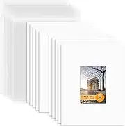 Mat Board Center, Pack of 5 Bevel Cut 11x14 White Mat for 5x7 Photo with White Core Matte Set, Includes 5 Acid Free Mats, 5 Backing Board and 5 Clear Bags