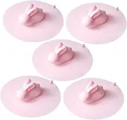 Odor-Blocking Sink Drain Strainer 5-Pack Silicone Rabbit Sink Plug for Kitchen Bathroom