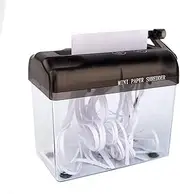 Manual Shredder - A6 Straight Cut Smash Portable Mini Paper Grinder Fits Folded A4 Portrait Paper Capacity 1.5L Black