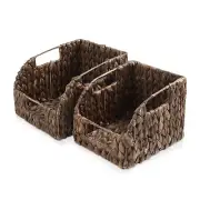 2pk Hyacinth Pantry Baskets, Wicker Kitchen Storage Bins for Shelves, Espresso
